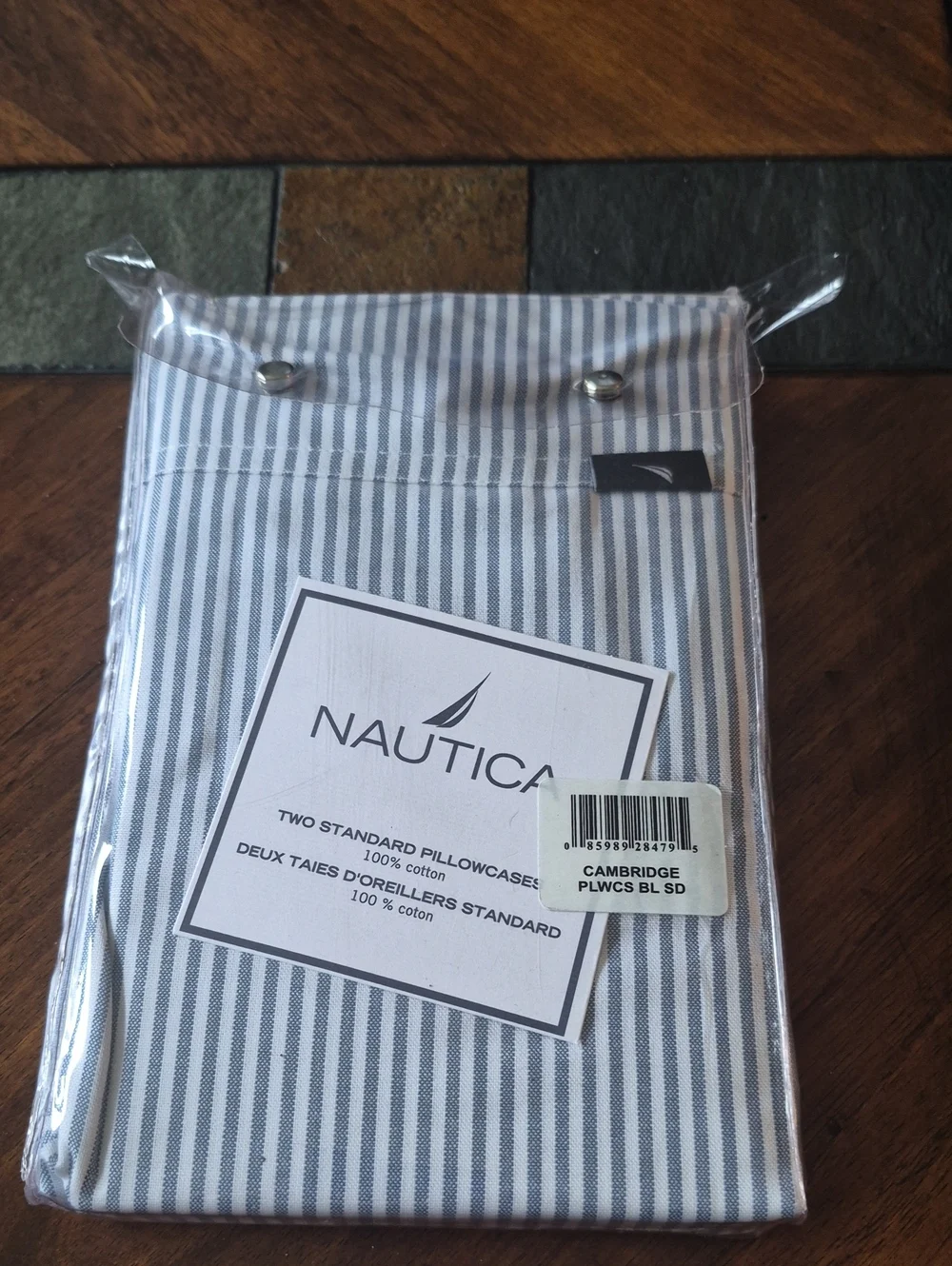 Nautica Blue Pinstripe 2 Standard Pillowcases
